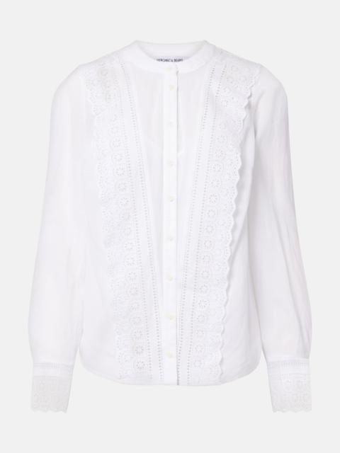 VERONICA BEARD Clermont broderie anglaise cotton-blend shirt