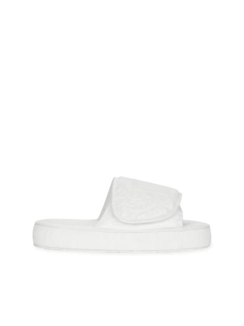 embossed-logo touch-strap slippers