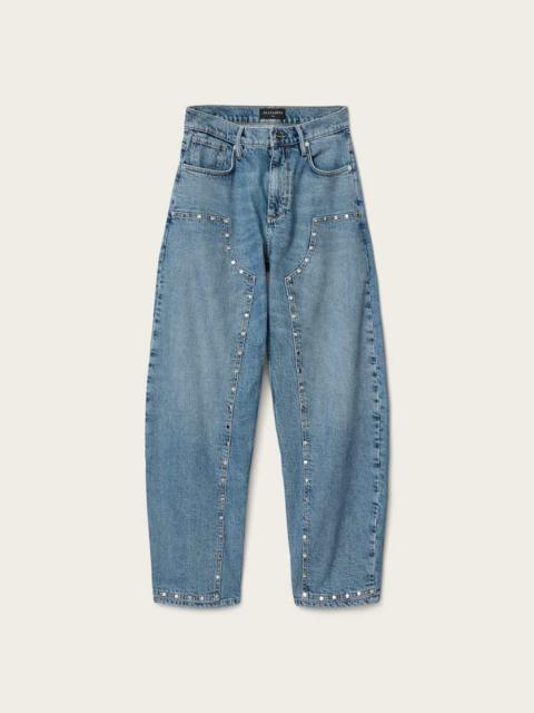 ALLSAINTS SADIE BARREL LEG STUD DENIM JEANS