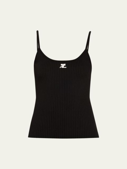 courrèges Logo Ribbed Knit Tank Top