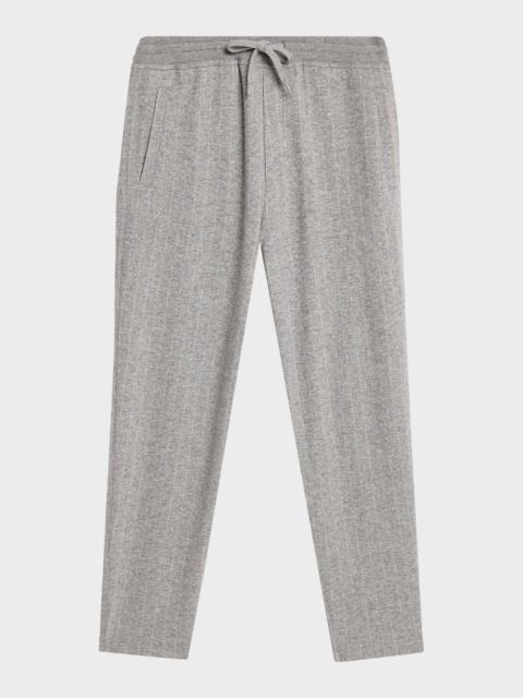 Brunello Cucinelli Men's Cashmere-Cotton Stripe Drawstring Pants