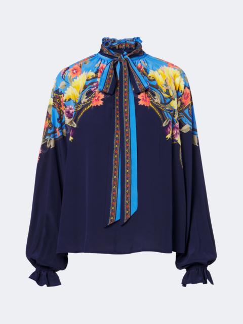 Etro Floral tie-neck silk habotai blouse