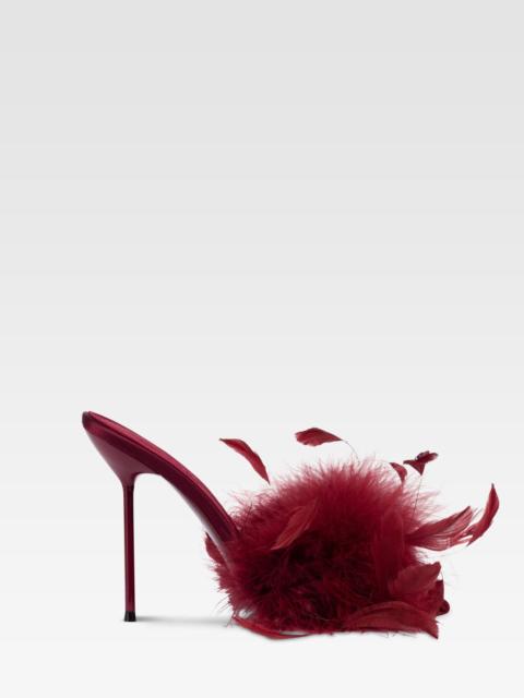 PARIS TEXAS Satin mule with decorative feathers