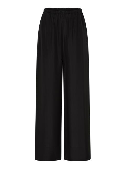 ST. AGNI Relaxed Silk Wide-Leg Pants black