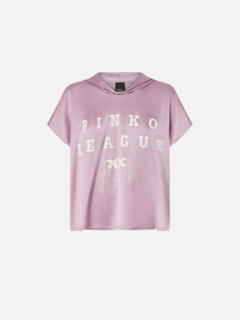 PINKO HOODED BLOUSE WITH PINKO LEAGUE PRINT