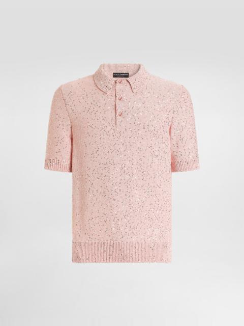 Dolce & Gabbana Silk polo shirt with sequins