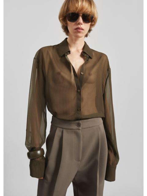 The Frankie Shop Peri Striped Shirt - Olive/Black Stripe