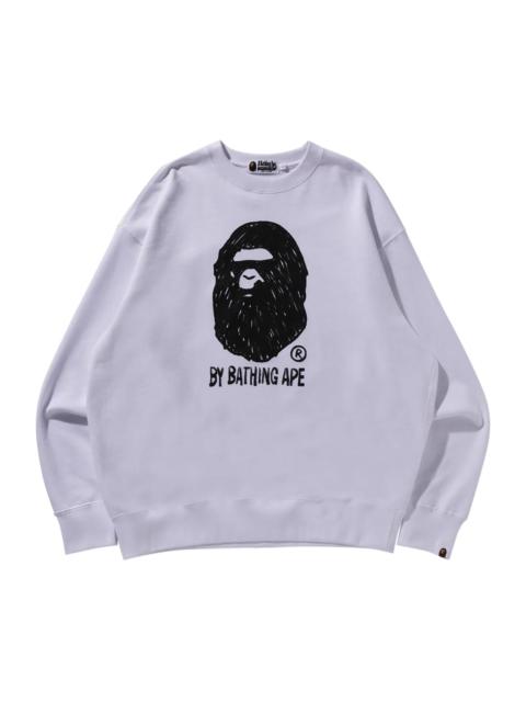 BAPE Hand Draw Ape Head Crewneck 'White'