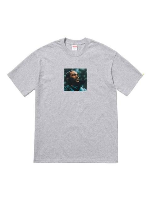 Supreme Supreme FW18 Marvin Gaye Tee Heather Grey Character Printing Short Sleeve Unisex Gray T-Shirt SUP-FW