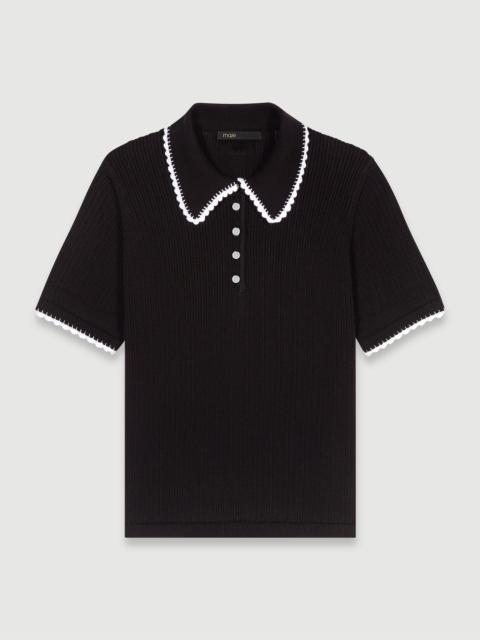 maje Pointelle knit polo shirt
