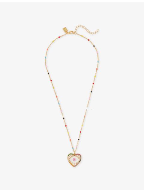 CRYSTAL HAZE Only Cuteness 18ct Yellow-Gold Plated Brass, Enamel And Cubic-Zirconia Necklace