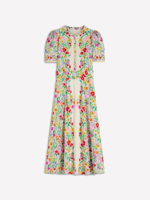 BODEN Kate Puff Sleeve Belted Dress-Ivory, Elegant Garden