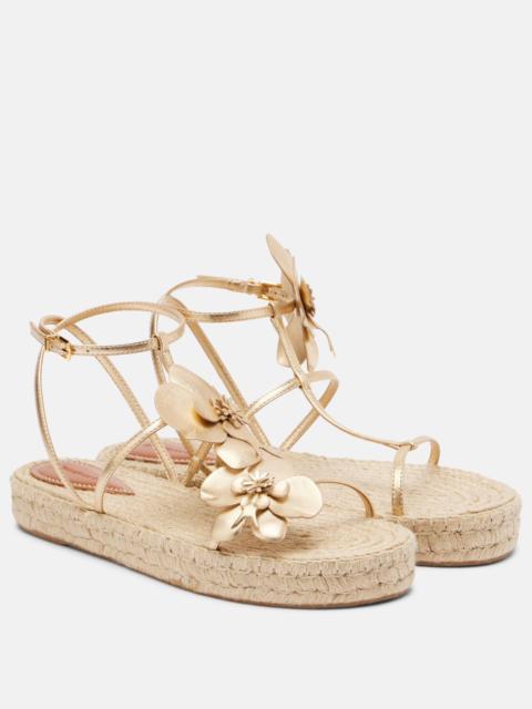Zimmermann Floral-appliqué leather espadrille sandals