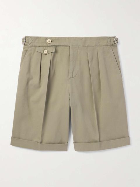 Brunello Cucinelli Straight-Leg Pleated Garment-Dyed Cotton-Twill Shorts