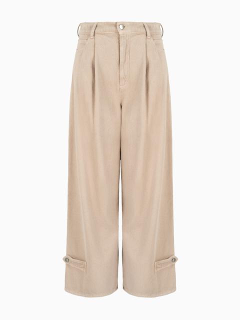 EMPORIO ARMANI Icon high-waisted drill jeans with a wide leg and pleats