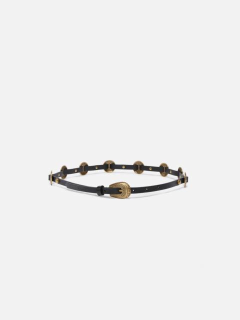 PINKO THIN BELT WITH ENGRAVED METAL PLATES 1CM