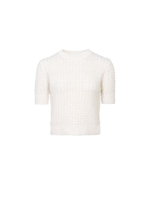 Chloé SHORT-SLEEVE PEARL SWEATER IN WOOL & CASHMERE