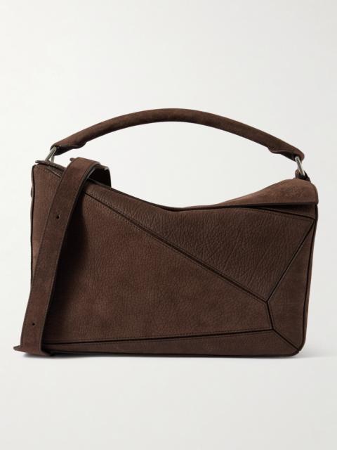 Loewe Puzzle Edge Large Logo-Debossed Nubuck Messenger Bag