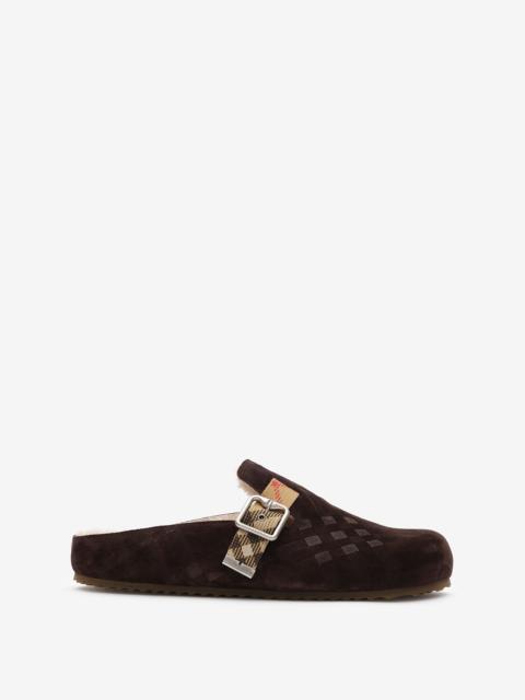 Burberry Check Shearling Urchin Clogs