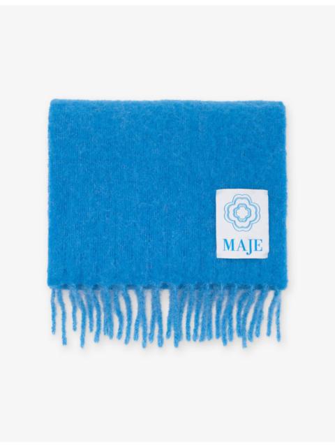 maje Brand-patch tassel alpaca-blend scarf