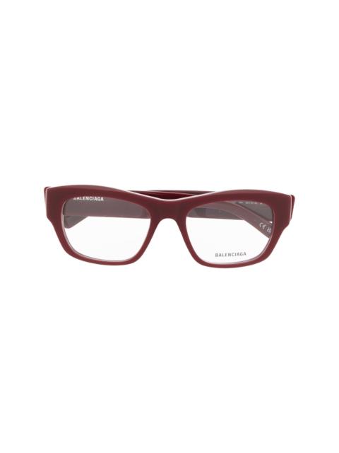 BALENCIAGA logo-print rectangle-frame glasses