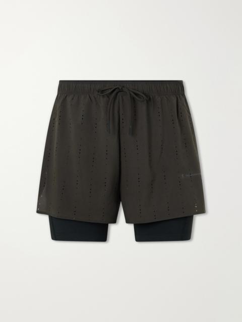 On Post Archive Faction Zero 2-in-1 Stretch-Jersey and Mesh Running Shorts