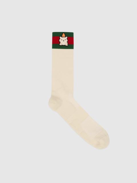 GUCCI Cotton blend socks with animal patch