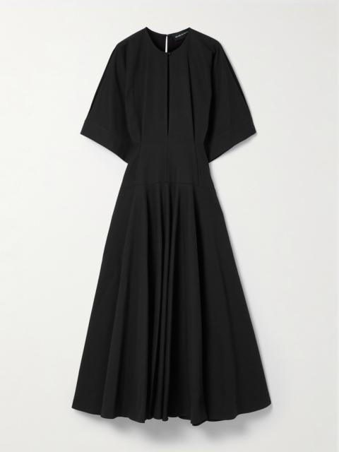 BRANDON MAXWELL The Darcy Cutout Pleated Cotton Midi Dress