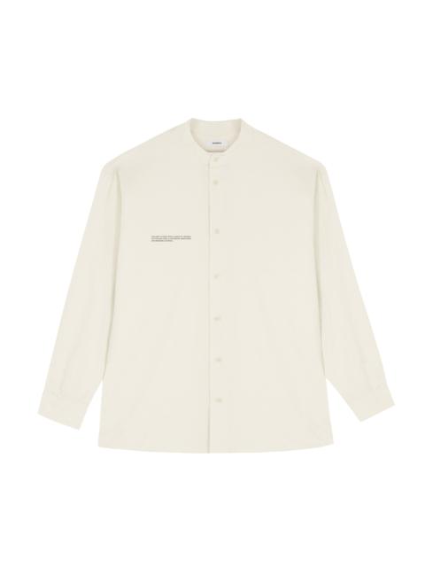 PANGAIA Mens Organic Cotton Linen Mandarin Collar Long-Sleeve Shirt - Limestone