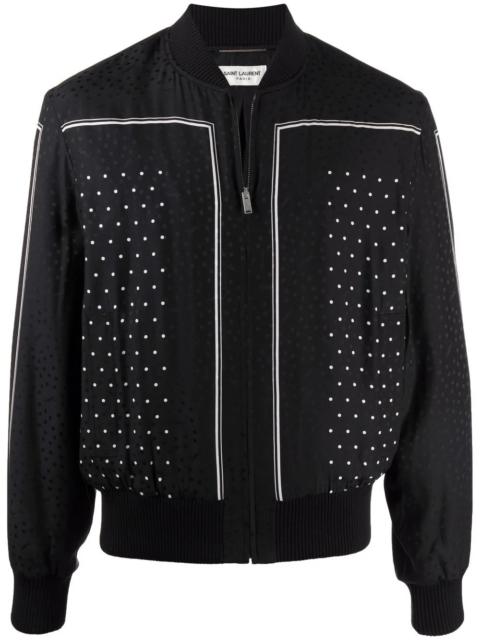 SAINT LAURENT polka-dot pattern bomber jacket