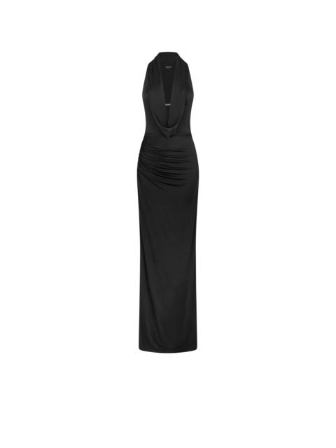 LUSTROUS JERSEY COWL COLLAR EVENING DRESS