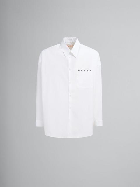 WHITE ORGANIC POPLIN SHIRT WITH PEEPING MARNI LOGO