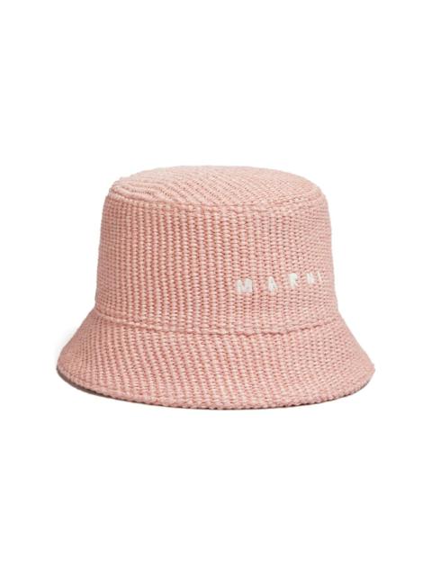 logo-embroidered woven bucket hat