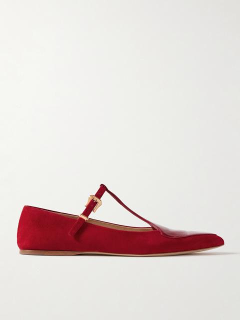 GABRIELA HEARST Liv Patent Leather-trimmed Suede Mary Jane Ballet Flats
