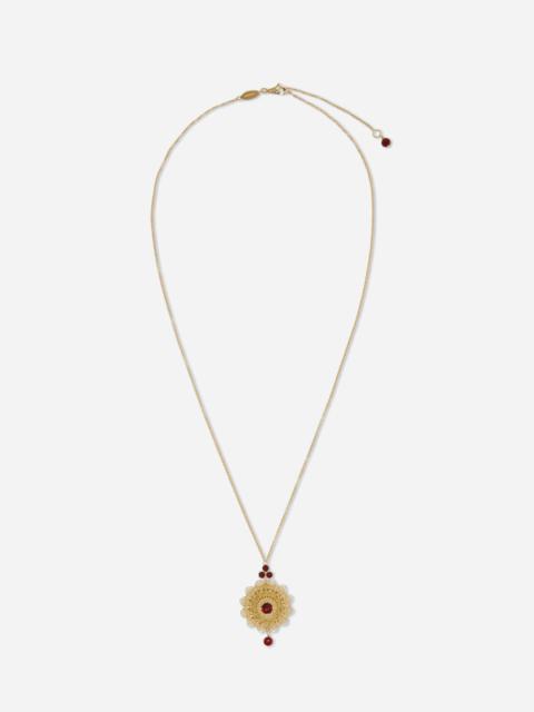 Pizzo pendant in yellow gold and rhodolite garnets