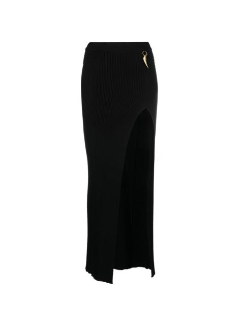 tiger-tooth detail knitted skirt