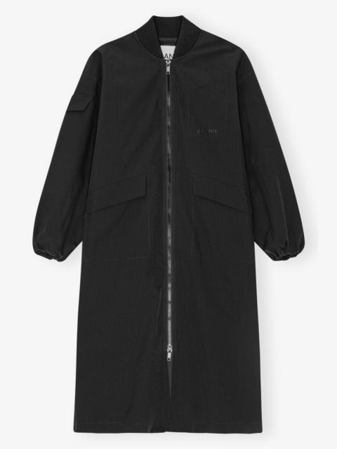 GANNI TECH SEERSUCKER OVERSIZED SHELL COAT