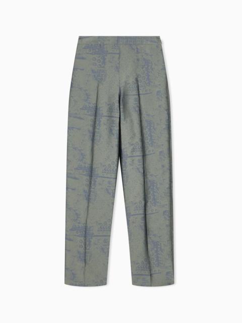 EMPORIO ARMANI UNLINED TROUSERS IN LANDSCAPE JACQUARD WITH A SIDE ZIPPER