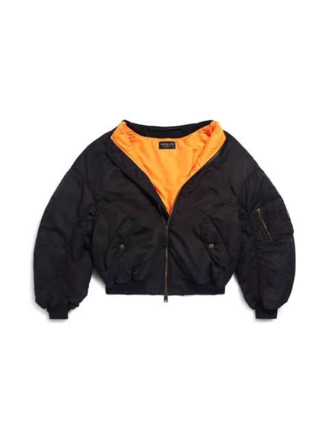 BALENCIAGA Off Shoulder Bomber in Black | REVERSIBLE