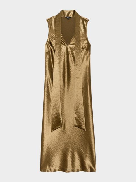 Rails Lorenza Metallic Scarf-Neck Midi Dress