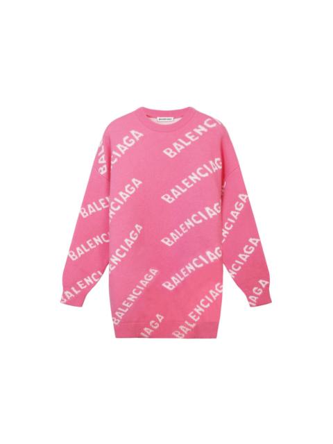 BALENCIAGA Balenciaga Intarsia Logo Crewneck Pink