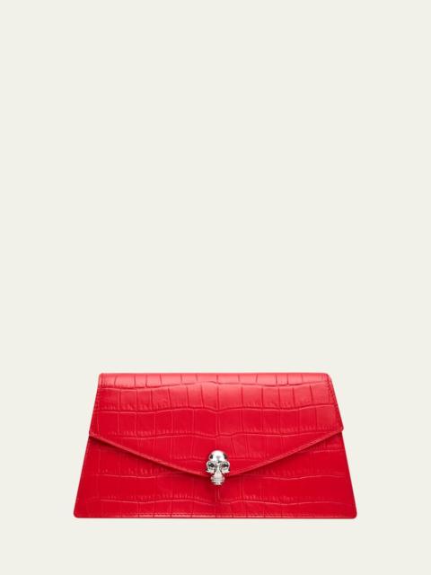 Alexander McQueen Skull Mini Croc-Embossed Leather Top-Handle Bag