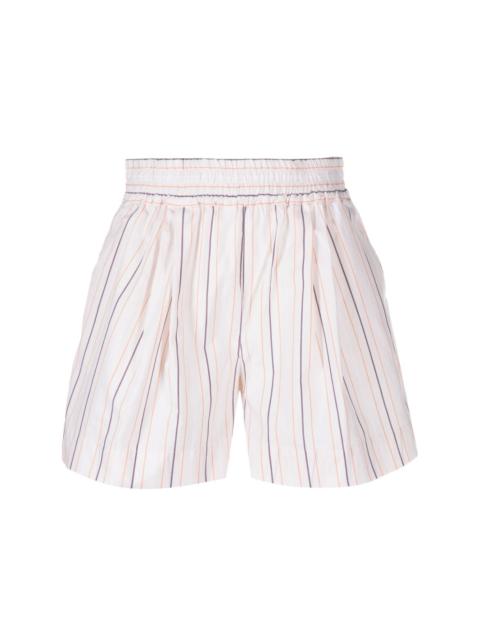 Marni embroidered-logo striped poplin shorts