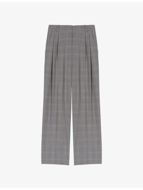 maje Checked Straight-Leg Stretch Wool-Blend Trousers