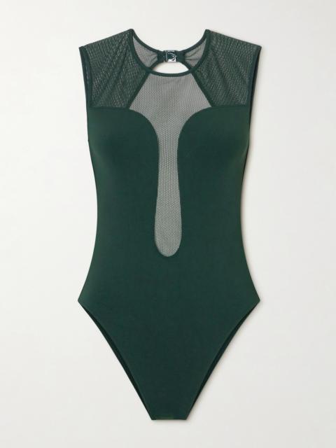 ERES Unique Open-back Mesh-trimmed Swimsuit
