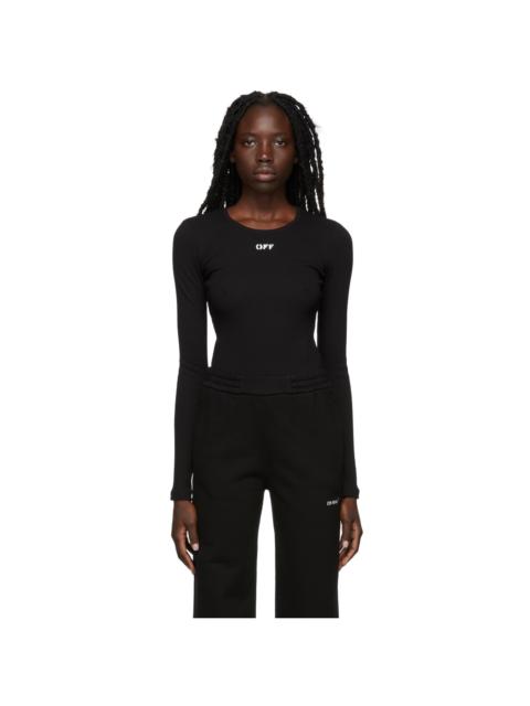 Off-White Black Stamp Logo Ribbed Long Sleeve Bodysuit