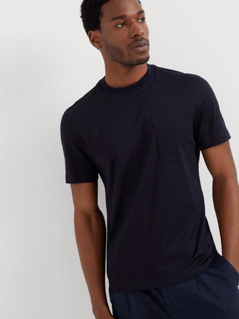 Cotton jersey crew neck T-shirt with chest pocket