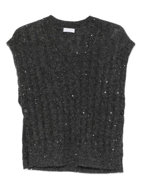 Brunello Cucinelli sequin-embellished sleeveless top