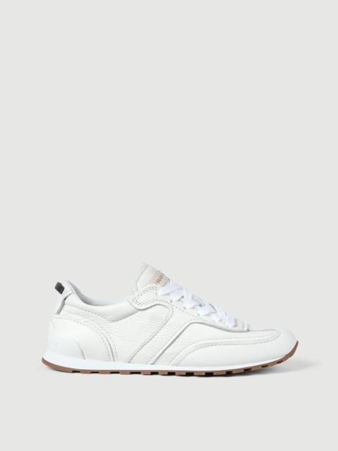 Brunello Cucinelli Grained soft leather runners with shiny loops