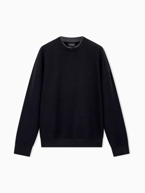 EMPORIO ARMANI DOUBLE JERSEY SWEATSHIRT WITH EAGLE EMBROIDERY